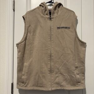 Nascar Chase Dale Earnhardt Jr. National Gaurd Beige Hooded Vest Zip Front Sz Xl